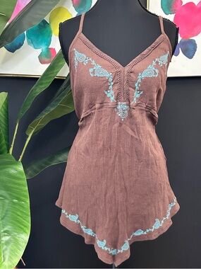 2000s CATO Embroidered Cami Top with Turquoise Accents